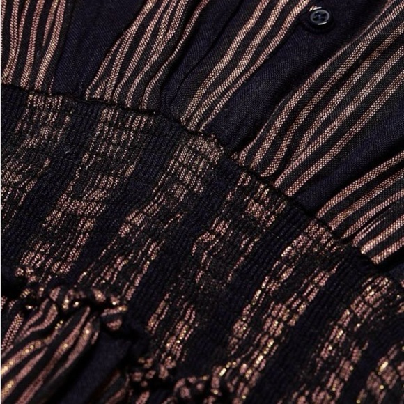 RAILS Jasmine Metallic Striped Blouson Dress- Navy/ Rose Gold Size Small - Picture 4 of 8